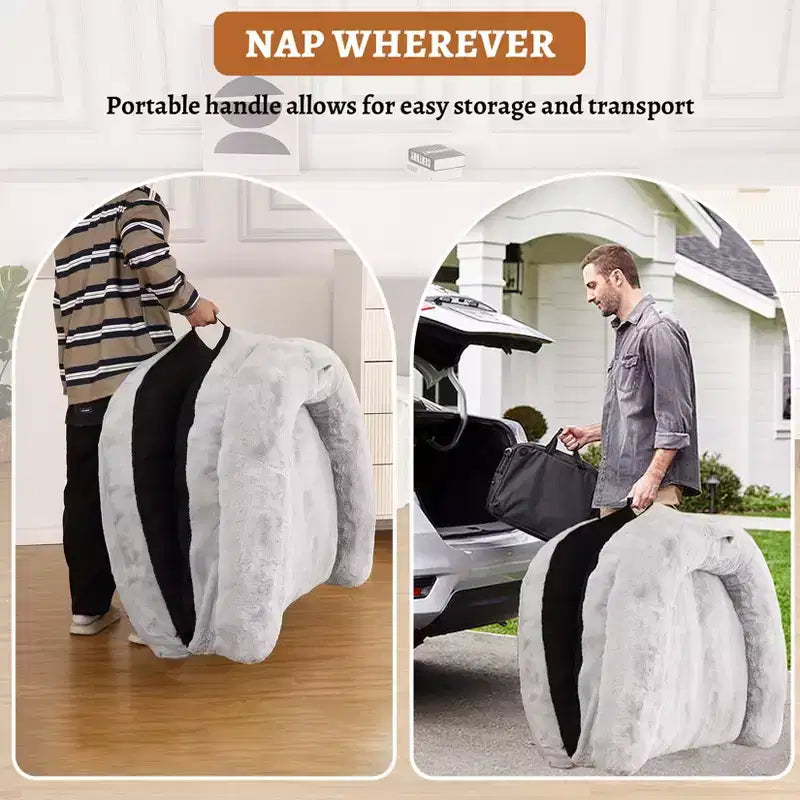 Cama de perro de tamaño humano para personas adultas, cama de perro plegable para humanos, cama de perro gigante de 180x109x25 cm con funda extraíble, cama para siestas de piel sintética lavable