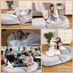 Cama de perro de tamaño humano para personas adultas, cama de perro plegable para humanos, cama de perro gigante de 180x109x25 cm con funda extraíble, cama para siestas de piel sintética lavable