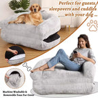 Cama de perro de tamaño humano para personas adultas, cama de perro plegable para humanos, cama de perro gigante de 180x109x25 cm con funda extraíble, cama para siestas de piel sintética lavable