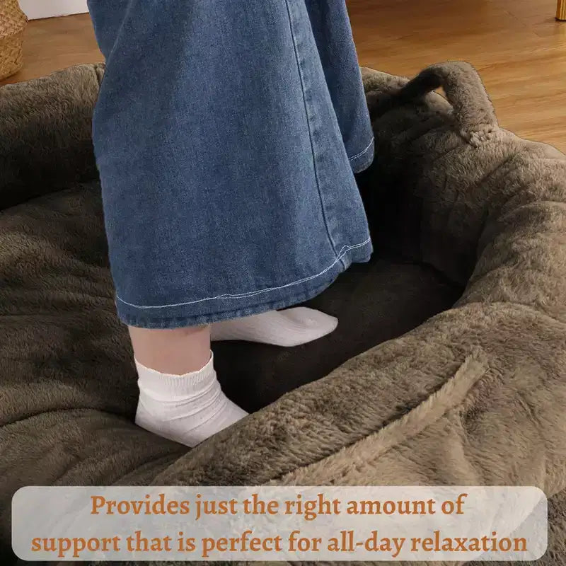 Cama de perro de tamaño humano para personas adultas, cama de perro plegable para humanos, cama de perro gigante de 180x109x25 cm con funda extraíble, cama para siestas de piel sintética lavable