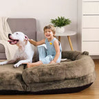 Cama de perro de tamaño humano para personas adultas, cama de perro plegable para humanos, cama de perro gigante de 180x109x25 cm con funda extraíble, cama para siestas de piel sintética lavable