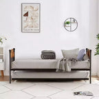 Diván con cama nido, cama de día de metal tamaño doble, armazón de sofá cama con cama nido plegable, plataforma de láminas de acero de alta resistencia para sala de estar, dormitorio