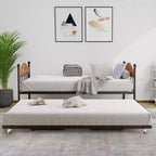 Diván con cama nido, cama de día de metal tamaño doble, armazón de sofá cama con cama nido plegable, plataforma de láminas de acero de alta resistencia para sala de estar, dormitorio