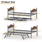 Diván con cama nido, cama de día de metal tamaño doble, armazón de sofá cama con cama nido plegable, plataforma de láminas de acero de alta resistencia para sala de estar, dormitorio