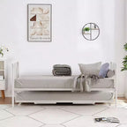 Diván con cama nido, cama de día de metal tamaño doble, armazón de sofá cama con cama nido plegable, plataforma de láminas de acero de alta resistencia para sala de estar, dormitorio