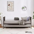 Diván con cama nido, cama de día de metal tamaño doble, armazón de sofá cama con cama nido plegable, plataforma de láminas de acero de alta resistencia para sala de estar, dormitorio