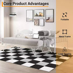 Diván con cama nido, cama de día de metal tamaño doble, armazón de sofá cama con cama nido plegable, plataforma de láminas de acero de alta resistencia para sala de estar, dormitorio