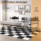 Diván con cama nido, cama de día de metal tamaño doble, armazón de sofá cama con cama nido plegable, plataforma de láminas de acero de alta resistencia para sala de estar, dormitorio