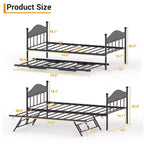 Diván con cama nido, cama de día de metal tamaño doble, armazón de sofá cama con cama nido plegable, plataforma de láminas de acero de alta resistencia para sala de estar, dormitorio