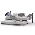 Daybed with Trundle,Metal Twin Size Day Bed,Sofa Bed Frame with Foldable Trundle Bed,Heavy Duty Steel Slats Platform for Living Room,Bedroom
