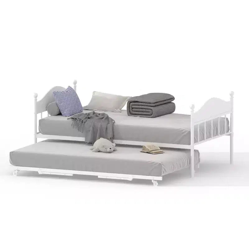 Diván con cama nido, cama de día de metal tamaño doble, armazón de sofá cama con cama nido plegable, plataforma de láminas de acero de alta resistencia para sala de estar, dormitorio