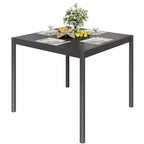 Mesa de Comedor Exterior Negra - Mesa de Patio con Tapa de Aluminio y Estructura de Hierro para Jardín