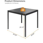Mesa de Comedor Exterior Negra - Mesa de Patio con Tapa de Aluminio y Estructura de Hierro para Jardín