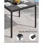 Mesa de Comedor Exterior Negra - Mesa de Patio con Tapa de Aluminio y Estructura de Hierro para Jardín