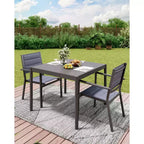 Mesa de Comedor Exterior Negra - Mesa de Patio con Tapa de Aluminio y Estructura de Hierro para Jardín