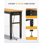 Acekool Banco de trabajo de garaje de altura ajustable de 60" con encimera de madera maciza, capacidad de 2200 lbs, tomas de corriente y patas antideslizantes, resistente