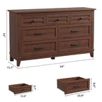 Coolmee cómoda de 7 cajones para dormitorio, tocador rústico de madera con textura natural, cómoda de almacenamiento organizadora para dormitorio, sala de estar