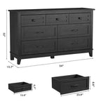 Coolmee cómoda de 7 cajones para dormitorio, tocador rústico de madera con textura natural, cómoda de almacenamiento organizadora para dormitorio, sala de estar