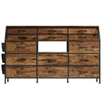 Cómoda para dormitorio con 14 cajones, cómoda de 55 pulgadas de ancho con bolsillo lateral, cómodas de tela con estantes, marco resistente, tapa de madera
