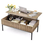 Mesa de centro elevable, mesa de centro moderna de mediados de siglo, mesa de centro de madera estilo rústico con compartimento de almacenamiento oculto, mesa de centro rústica