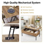 Mesa de centro elevable, mesa de centro moderna de mediados de siglo, mesa de centro de madera estilo rústico con compartimento de almacenamiento oculto, mesa de centro rústica