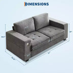 Sofá nube COZONY de 70'', sofá de chenilla de mediados de siglo, asiento profundo, puertos USB, bolsillos laterales, no requiere montaje