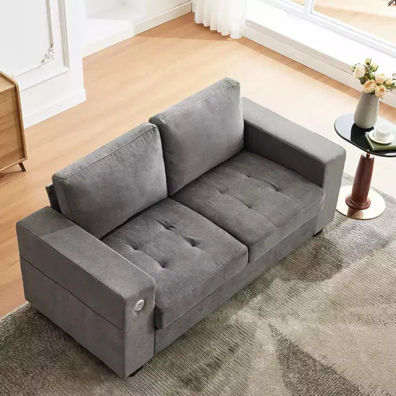 Sofá nube COZONY de 70'', sofá de chenilla de mediados de siglo, asiento profundo, puertos USB, bolsillos laterales, no requiere montaje