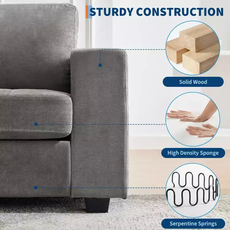 Sofá nube COZONY de 70'', sofá de chenilla de mediados de siglo, asiento profundo, puertos USB, bolsillos laterales, no requiere montaje