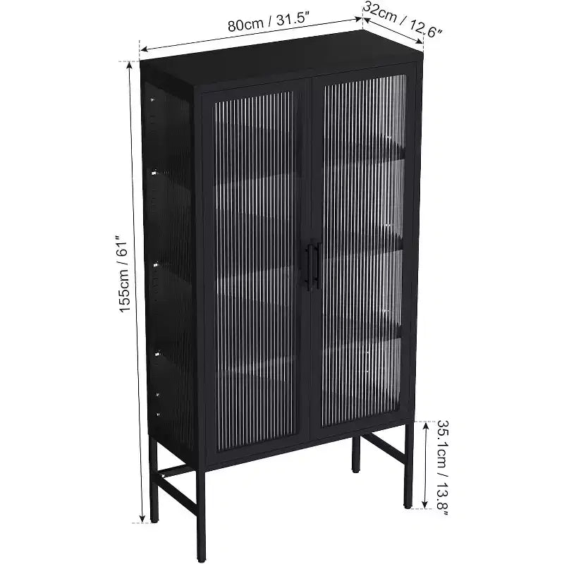 Vitrina con puertas de cristal, vitrina curio con estantes ajustables de 3 niveles, mueble de almacenamiento para el hogar, sala de estar y oficina, color negro