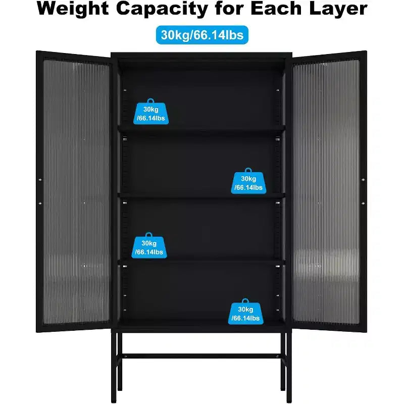 Vitrina con puertas de cristal, vitrina curio con estantes ajustables de 3 niveles, mueble de almacenamiento para el hogar, sala de estar y oficina, color negro