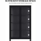 Vitrina con puertas de cristal, vitrina curio con estantes ajustables de 3 niveles, mueble de almacenamiento para el hogar, sala de estar y oficina, color negro