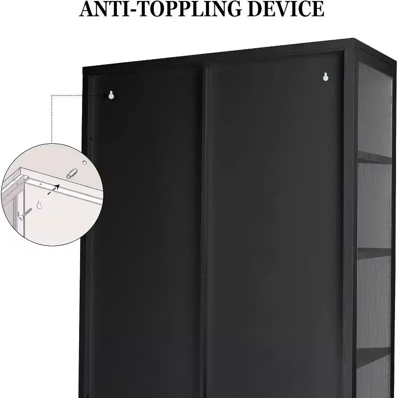 Vitrina con puertas de cristal, vitrina curio con estantes ajustables de 3 niveles, mueble de almacenamiento para el hogar, sala de estar y oficina, color negro