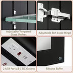 Botiquín de baño con espejo LED, montaje empotrado o en superficie, luz regulable, antivaho, estantes ajustables