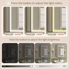 Botiquín de baño con espejo LED, montaje empotrado o en superficie, luz regulable, antivaho, estantes ajustables