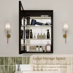 Botiquín de baño con espejo LED, montaje empotrado o en superficie, luz regulable, antivaho, estantes ajustables
