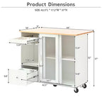 Carro de isla de cocina rodante TROPOW con luz LED, mesa de isla de cocina con estante ajustable con almacenamiento de 2 cajones, isla sobre ruedas