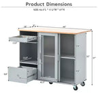 Carro de isla de cocina rodante TROPOW con luz LED, mesa de isla de cocina con estante ajustable con almacenamiento de 2 cajones, isla sobre ruedas