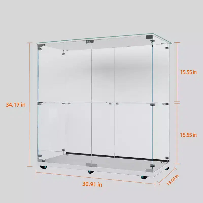 MAYEERTY Vitrina de Vidrio Templado Gabinete de Vino Archivador Tira de Luz Bluetooth Ruedas Giratorias con Cerradura Sala de Estar Dormitorio Oficina Blanco