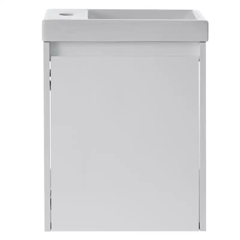Tocador de baño TROPOW 16 con lavabo, mueble de tocador con puertas de cierre suave, mueble de baño de pared con lavabo flotante para espacios pequeños