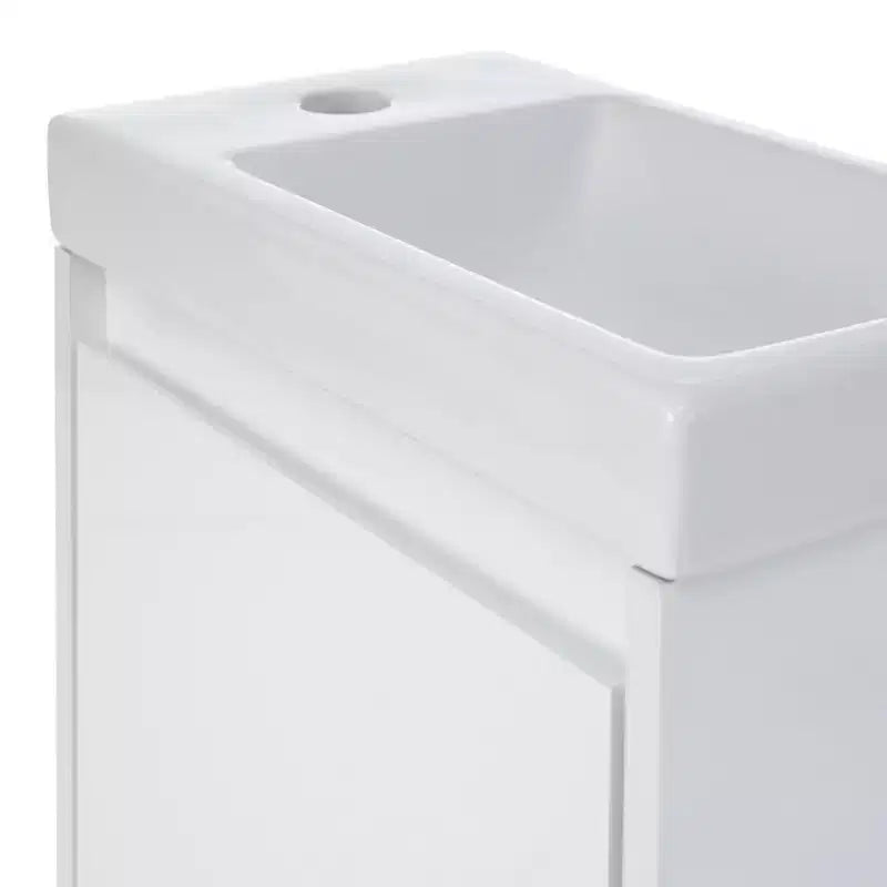 Tocador de baño TROPOW 16 con lavabo, mueble de tocador con puertas de cierre suave, mueble de baño de pared con lavabo flotante para espacios pequeños