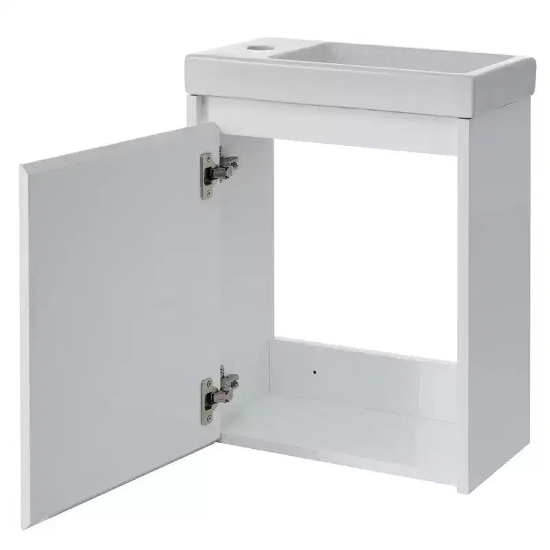 Tocador de baño TROPOW 16 con lavabo, mueble de tocador con puertas de cierre suave, mueble de baño de pared con lavabo flotante para espacios pequeños