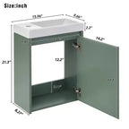 Tocador de baño TROPOW 16 con lavabo, mueble de tocador con puertas de cierre suave, mueble de baño de pared con lavabo flotante para espacios pequeños