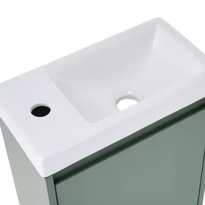 Tocador de baño TROPOW 16 con lavabo, mueble de tocador con puertas de cierre suave, mueble de baño de pared con lavabo flotante para espacios pequeños