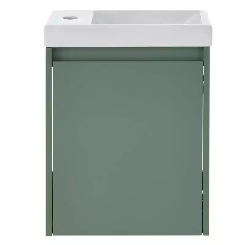 Tocador de baño TROPOW 16 con lavabo, mueble de tocador con puertas de cierre suave, mueble de baño de pared con lavabo flotante para espacios pequeños