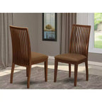Silla de comedor HomeStock Belmont 2 con tela de lino Sea en acabado caoba