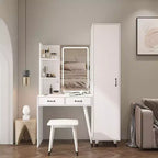 Juego de tocador Karl Home White para maquillaje y armario ropero delgado
