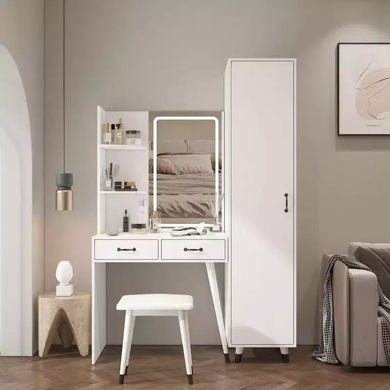 Juego de tocador Karl Home White para maquillaje y armario ropero delgado