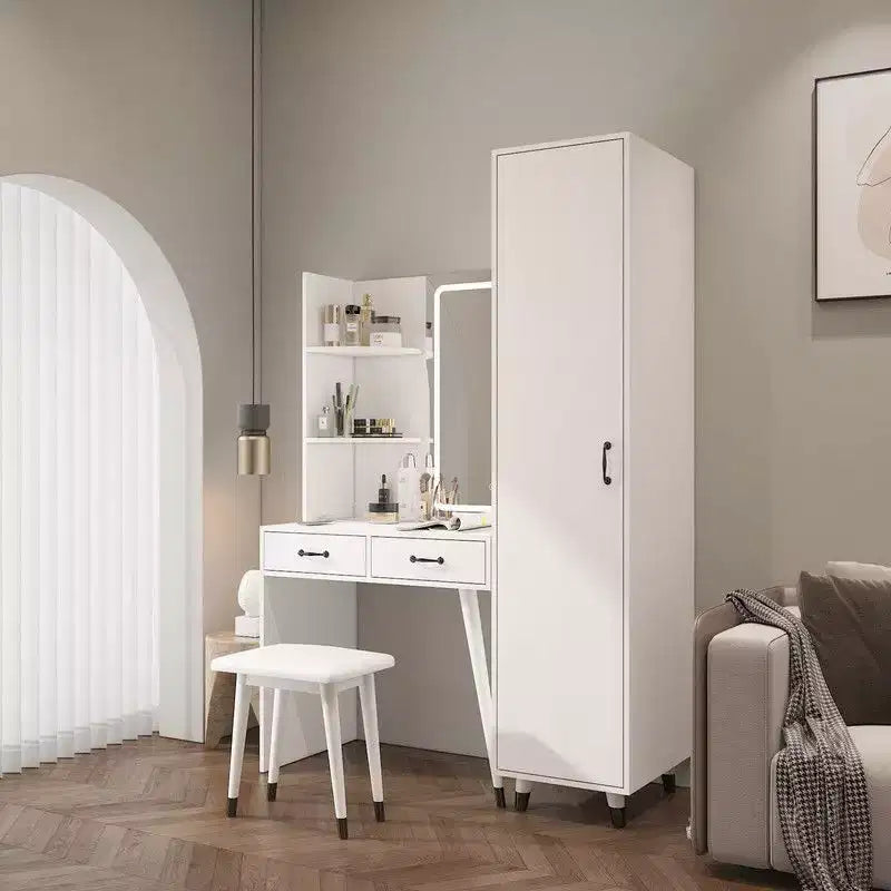 Juego de tocador Karl Home White para maquillaje y armario ropero delgado
