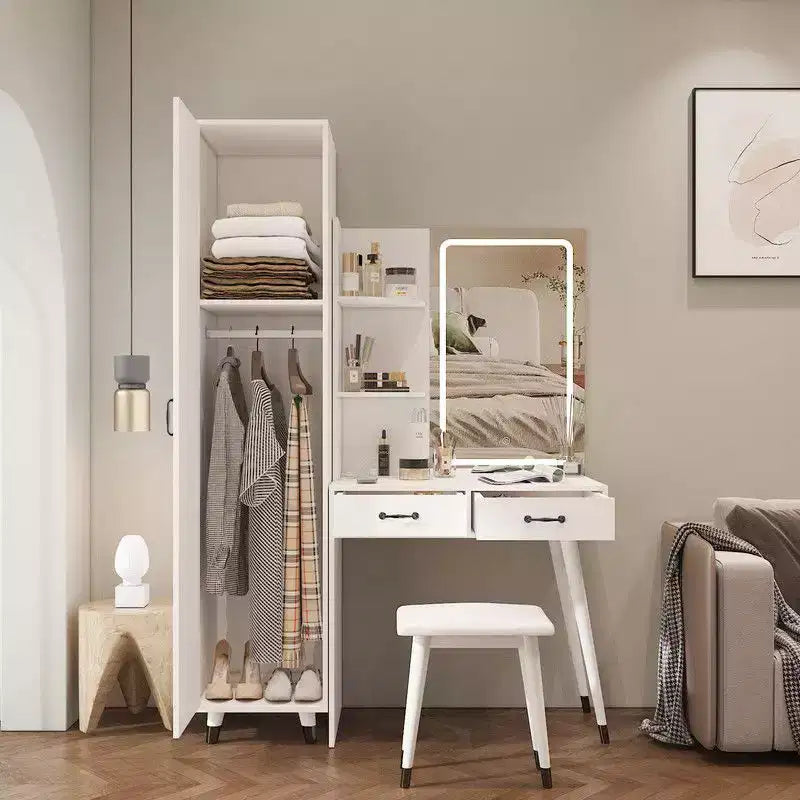 Juego de tocador Karl Home White para maquillaje y armario ropero delgado