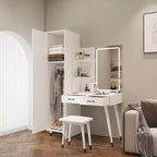 Juego de tocador Karl Home White para maquillaje y armario ropero delgado